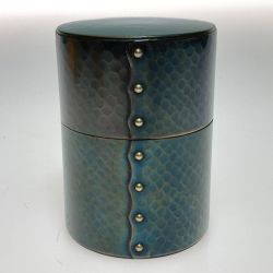 ◎◎  玉川堂 鎚起銅器 鋲打 茶筒 木箱付 Bランク