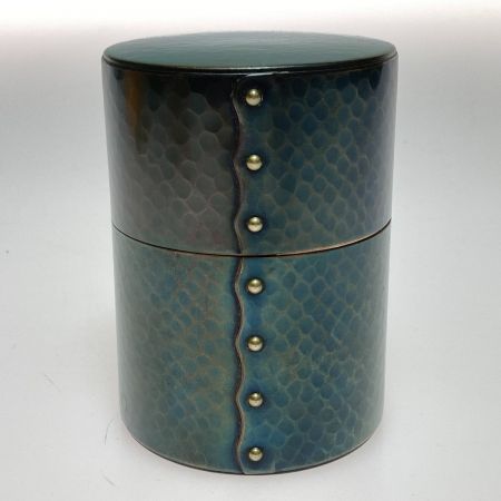   玉川堂 鎚起銅器 鋲打 茶筒 木箱付