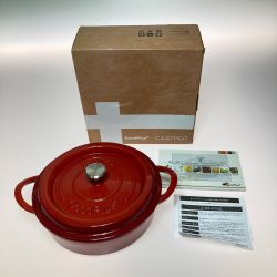 ◎◎ グッドフェイス グッドプラス キャストポット 24㎝ 浅型 鉄鋳物ホーロー鍋 CP-S24R レッド Sランク