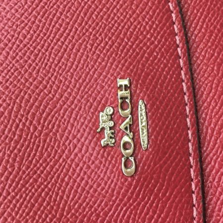  COACH コーチ 3つ折り財布 クロスグレインレザー F87588 レッド 小銭入れ汚れ有