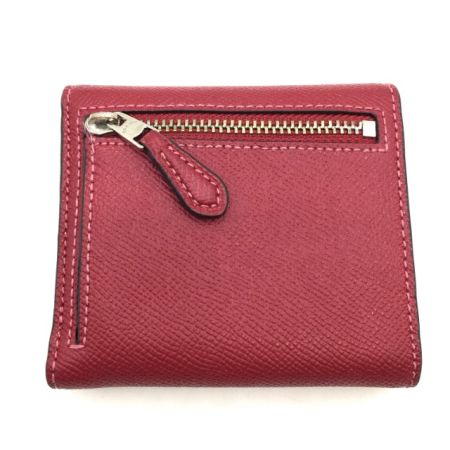  COACH コーチ 3つ折り財布 クロスグレインレザー F87588 レッド 小銭入れ汚れ有