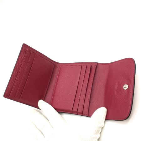  COACH コーチ 3つ折り財布 クロスグレインレザー F87588 レッド 小銭入れ汚れ有