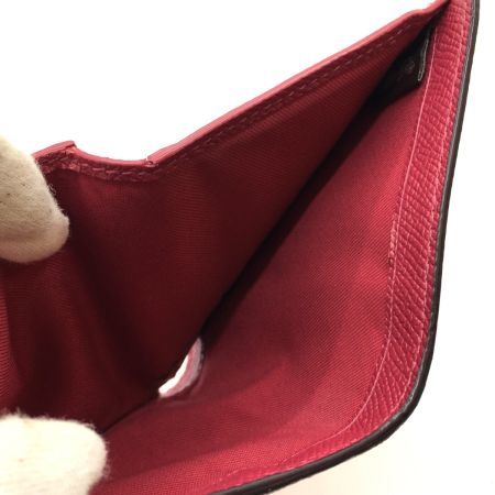  COACH コーチ 3つ折り財布 クロスグレインレザー F87588 レッド 小銭入れ汚れ有
