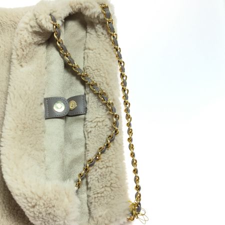  VIOLAd'ORO エコファーチェーントートバッグ オフホワイト 布袋付