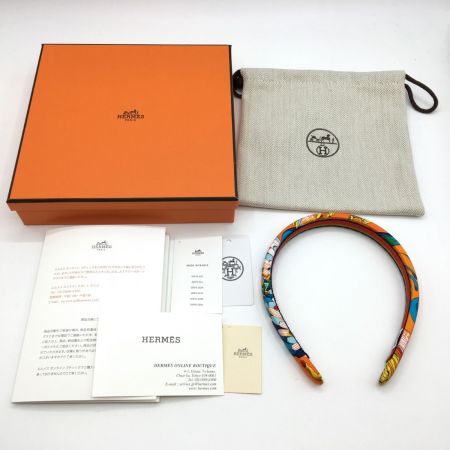  HERMES エルメス ヘアアクセサリー カチューシャ  HERMES 箱・布袋付  オレンジ