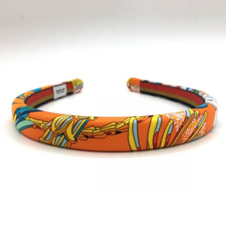  HERMES エルメス ヘアアクセサリー カチューシャ  HERMES 箱・布袋付  オレンジ