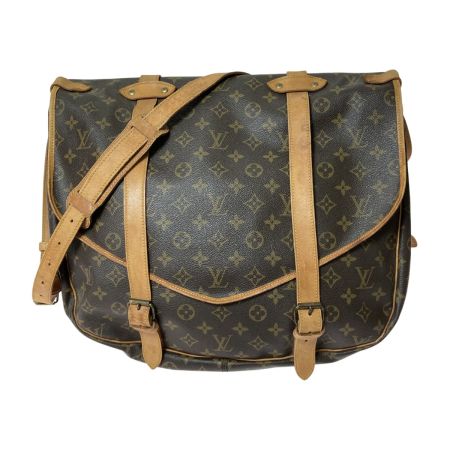  LOUIS VUITTON ルイヴィトン モノグラム ソミュール43 ショルダーバッグ M42252 ブラウン 内ポケットほつれ有