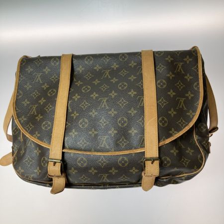  LOUIS VUITTON ルイヴィトン モノグラム ソミュール43 ショルダーバッグ M42252 ブラウン 内ポケットほつれ有
