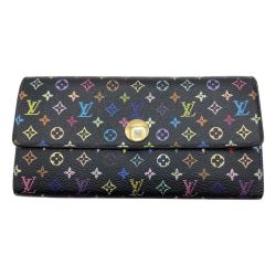 ◎◎ LOUIS VUITTON ルイヴィトン モノグラム・マルチカラー ポルトフォイユ・サラ 長財布 M93533 ブラック Cランク