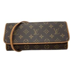◎◎ LOUIS VUITTON ルイヴィトン モノグラム ポシェットツインGM ショルダーバッグ M51852 ブラウン Bランク