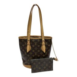 ◎◎ LOUIS VUITTON ルイヴィトン モノグラム プチ・バケット トートバッグ ポーチ付 M42238 ブラウン Cランク