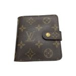 ◎◎ LOUIS VUITTON ルイヴィトン モノグラム コンパクトジップ 二つ折り財布 財布 M61667 ブラウン Bランク