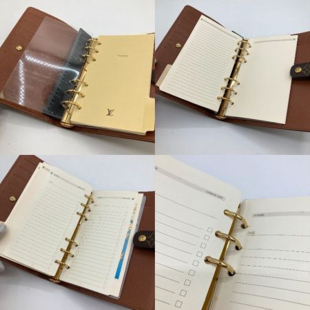  LOUIS VUITTON ルイヴィトン モノグラム アジェンダ MM 手帳カバー 6リング R20105 ブラウン 799の刻印有