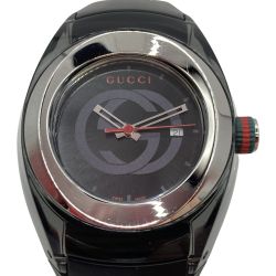 ◎◎ GUCCI グッチ 腕時計 クォーツ ユニセックス  36mm ラバー 137.3 ブラック 本体のみ Bランク