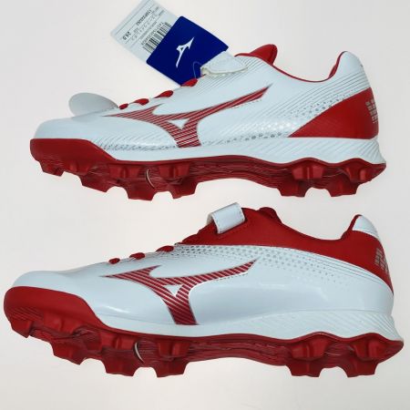  MIZUNO ミズノ ウェーブ ライトレボ Jr. 24.0cm 少年野球用 スパイク 箱付 11GP222262 ホワイト x レッド