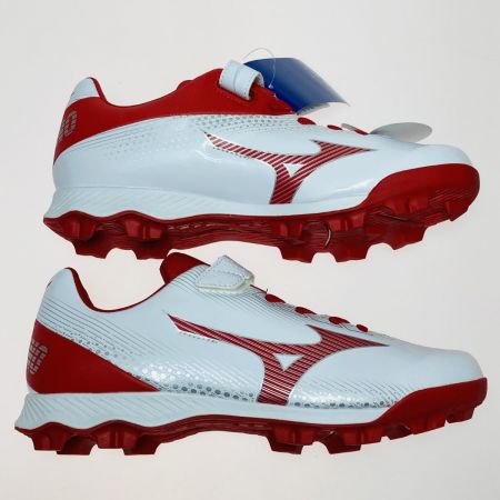  MIZUNO ミズノ ウェーブ ライトレボ Jr. 24.0cm 少年野球用 スパイク 箱付 11GP222262 ホワイト x レッド