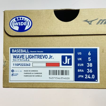  MIZUNO ミズノ ウェーブ ライトレボ Jr. 24.0cm 少年野球用 スパイク 箱付 11GP222262 ホワイト x レッド