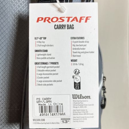  Wilson ウィルソン PRO STAFF スタンドバッグ キャディバッグ 8.5型 1.8kg グレー