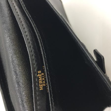  HERMES エルメス 二つ折り長財布 ベアン スフレ ボックススカーフ ブラック×ゴールド(金具) 本体のみ