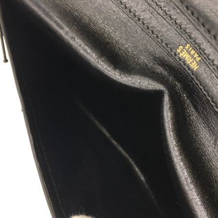  HERMES エルメス 二つ折り長財布 ベアン スフレ ボックススカーフ ブラック×ゴールド(金具) 本体のみ