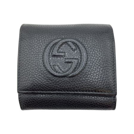  GUCCI グッチ ソーホー 3つ折り財布 GGマーク 598207 ブラック 型崩れ有