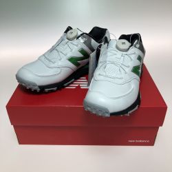 ◎◎ NEW BALANCE ニュー・バランス メンズ ゴルフシューズ  ダイヤル式 25.5cm MGB574WG ホワイト×グリーン Sランク