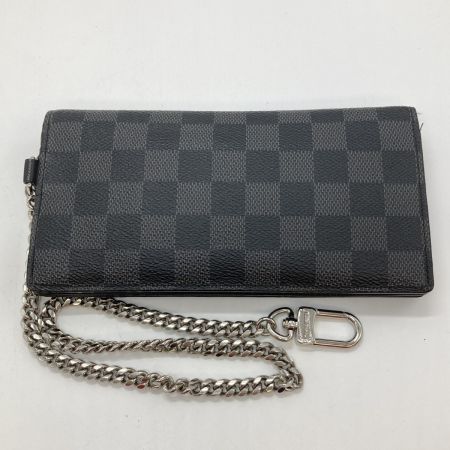  LOUIS VUITTON ルイヴィトン ダミエ ポルトフォイユアコルディオン 長財布 N60023 ブラック x グレー チェーン付