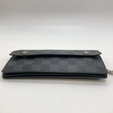  LOUIS VUITTON ルイヴィトン ダミエ ポルトフォイユアコルディオン 長財布 N60023 ブラック x グレー チェーン付