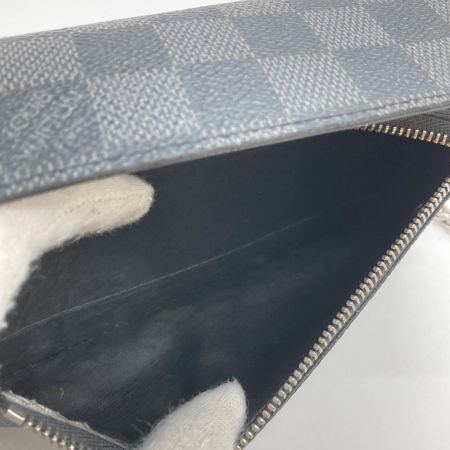  LOUIS VUITTON ルイヴィトン ダミエ ポルトフォイユアコルディオン 長財布 N60023 ブラック x グレー チェーン付