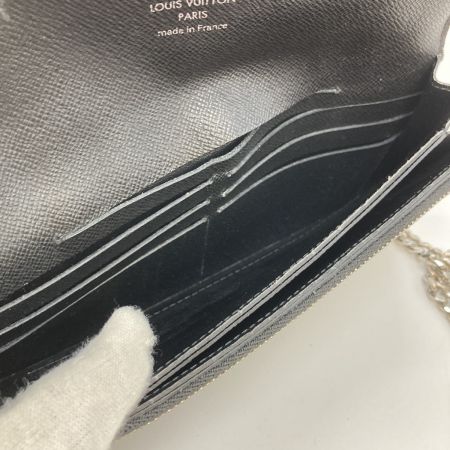  LOUIS VUITTON ルイヴィトン ダミエ ポルトフォイユアコルディオン 長財布 N60023 ブラック x グレー チェーン付