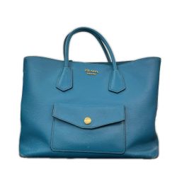 ◎◎ PRADA プラダ 2WAYバッグ　サフィアーノキュイール BN2729 ブルー Cランク