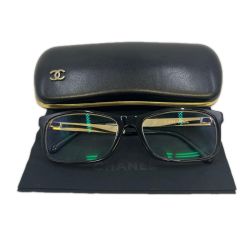 CHANEL シャネル 眼鏡 　度入り　ケース付　ブラック×ゴールド 3278ーA Bランク