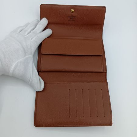  LOUIS VUITTON ルイヴィトン モノグラム ポルトトレゾール・エテュイ パピエ 3つ折り財布 M61202 ブラウン