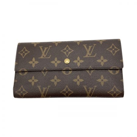  LOUIS VUITTON ルイヴィトン モノグラム ポル卜フォイユ インタ一ナショナル 3つ折り長財布 M61217 ブラウン
