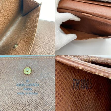  LOUIS VUITTON ルイヴィトン モノグラム ポル卜フォイユ インタ一ナショナル 3つ折り長財布 M61217 ブラウン