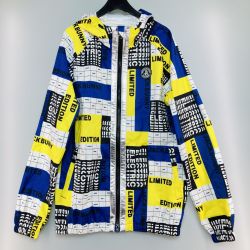 ◎◎ Jack Bunny!! ジャックバニー フルジップブルゾン ジャケット サイズ5 262-1220803 ブロックタイポプリント Bランク