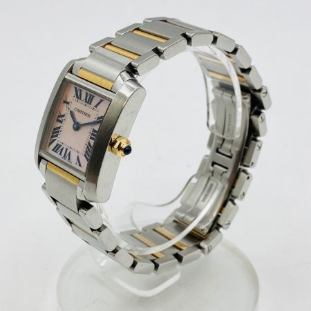  Cartier カルティエ タンクフランセーズSM レディース クォーツ 腕時計 2384 ピンクシェル文字盤