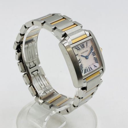  Cartier カルティエ タンクフランセーズSM レディース クォーツ 腕時計 2384 ピンクシェル文字盤