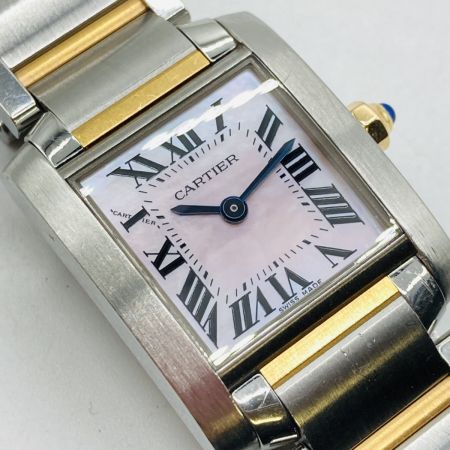  Cartier カルティエ タンクフランセーズSM レディース クォーツ 腕時計 2384 ピンクシェル文字盤