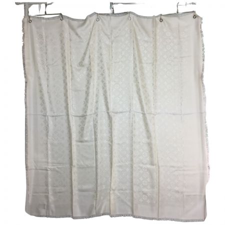  LOUIS VUITTON ルイヴィトン モノグラム フリンジ 大判 ショール ストール シルク  アイボリー