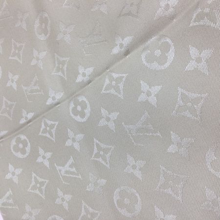  LOUIS VUITTON ルイヴィトン モノグラム フリンジ 大判 ショール ストール シルク  アイボリー