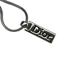 Christian Dior クリスチャンディオール ロゴプレート ネックレス 本体のみ シルバー Bランク