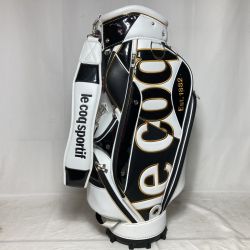 ◎◎ le coq sportif ルコックスポルティフ キャディバッグ 9.5型 3.8kg 6分割 ブラック x ホワイト Bランク