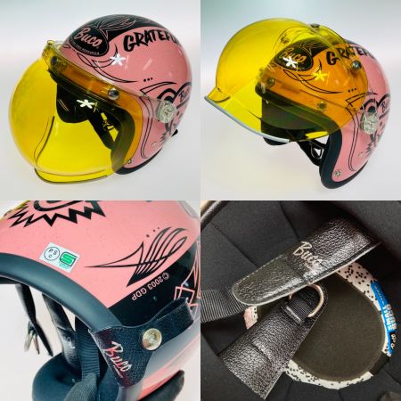   BUCO GRATEFUL DEAD ジェットヘルメット XS ピンク シールド フリップアップベース付