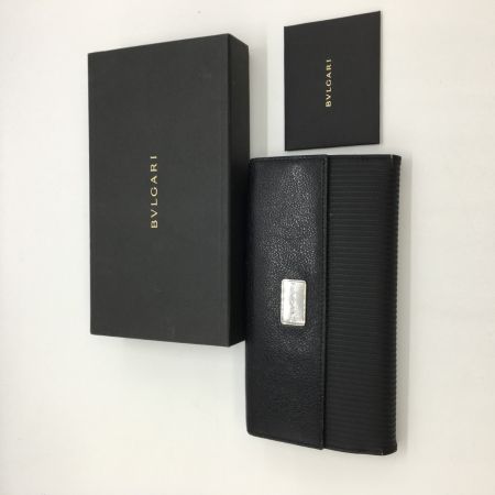  BVLGARI ブルガリ  3つ折り長財布  ロゴ ミレ リゲ ダブルホック  25556 ブラック 箱付き