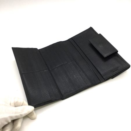  BVLGARI ブルガリ  3つ折り長財布  ロゴ ミレ リゲ ダブルホック  25556 ブラック 箱付き