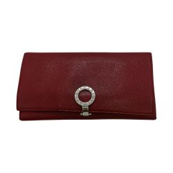 ◎◎ BVLGARI ブルガリ ロゴクリップ 二つ折り 長財布 33888 レッド Cランク