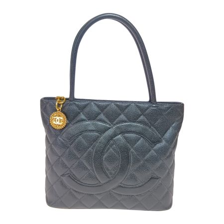  CHANEL シャネル マトラッセ 復刻トート トートバッグ キャビアスキン ココマーク A01804 ブラック×ゴールド