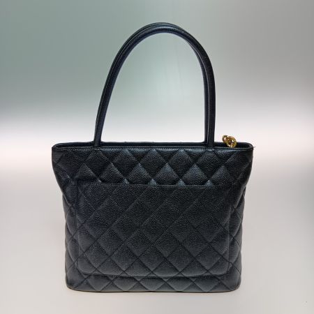  CHANEL シャネル マトラッセ 復刻トート トートバッグ キャビアスキン ココマーク A01804 ブラック×ゴールド