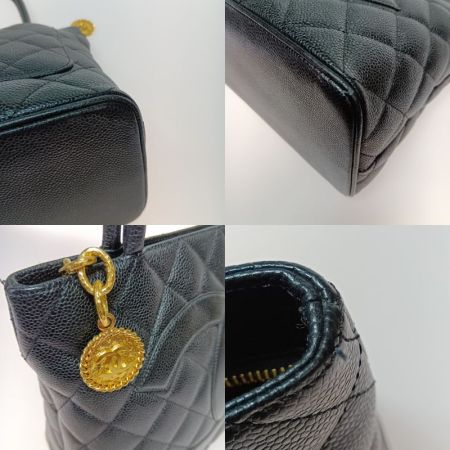  CHANEL シャネル マトラッセ 復刻トート トートバッグ キャビアスキン ココマーク A01804 ブラック×ゴールド